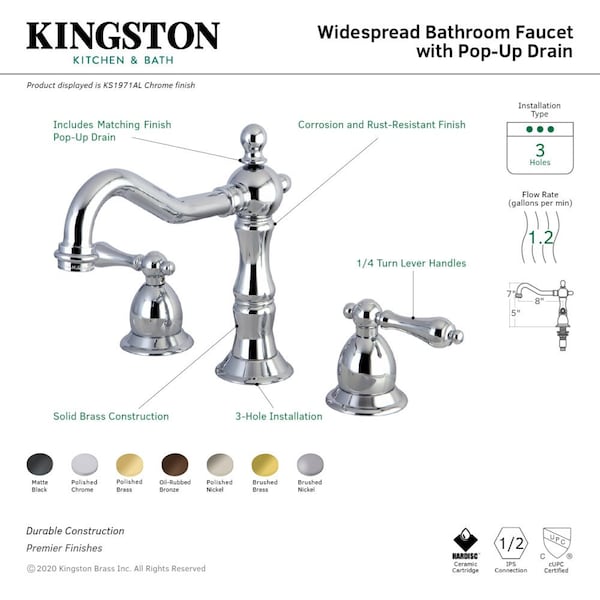 KS1978AL 8 Widespread Bathroom Faucet, Brushed Nickel